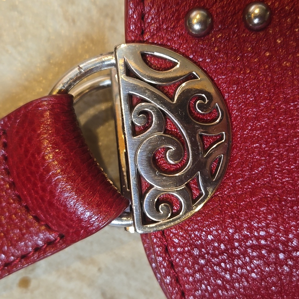 Brighton Andie Deep Burgundy Studded Pebbled Leather Shoulder Bag - Picture 3 of 16